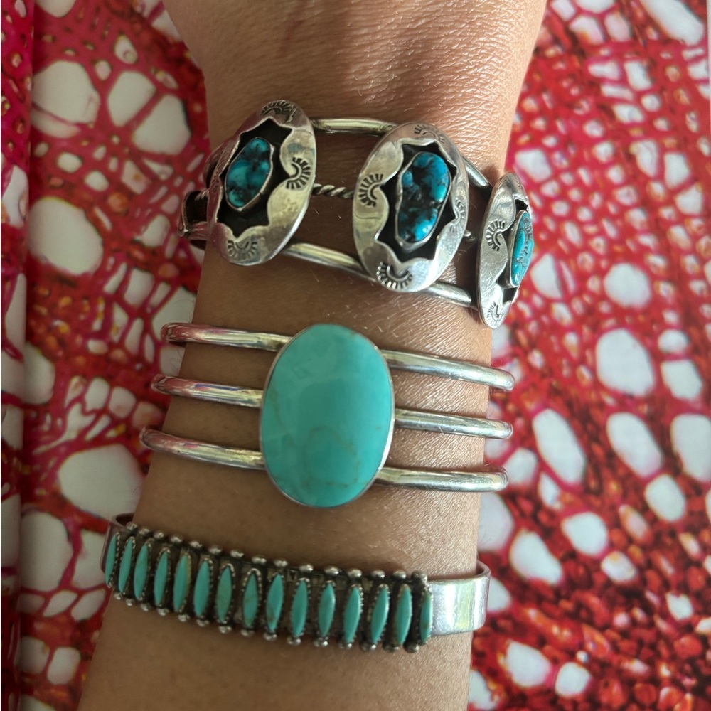 Sterling Silver and Turquoise Cuff Bracelet - Picture 6 of 6
